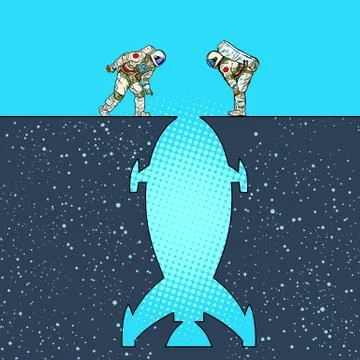 Astronauts and rocket. Space exploration 스톡 일러스트