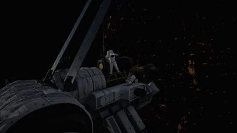 Astronauts and zero gravity in the orbital station Stock Footage 260653315