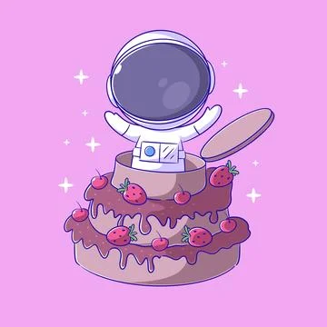 Astronauts are on a big cake 스톡 일러스트