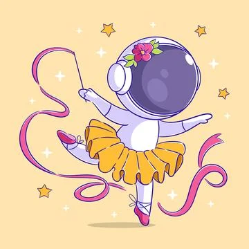 Astronauts are dancing with the ribbon Stock Illustration