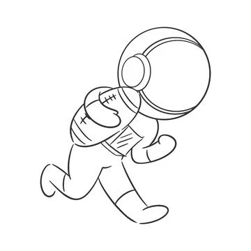 Astronauts are in high spirits playing rugby for coloring Stock Illustration