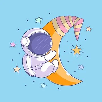 Astronauts are on the moon sleeping Stock Illustration
