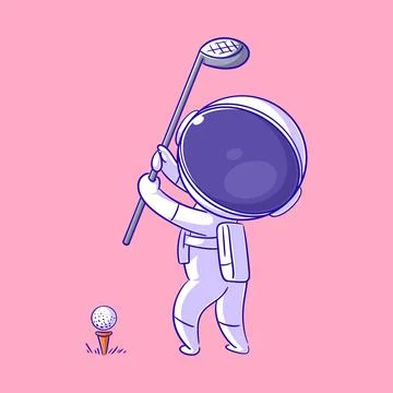 Astronauts are playing golf so great Stock Illustration