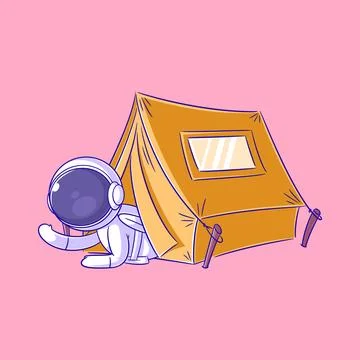Astronauts are setting up tents Stock Illustration