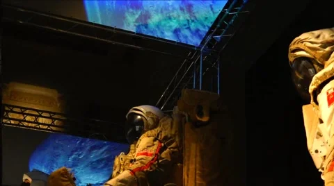 Astronauts on the background of cosmic sky. Stock Footage 68796665