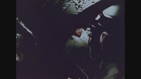 Astronauts communicate with control room during Apollo Space Program - 1969 Vídeos de archivo 90451286