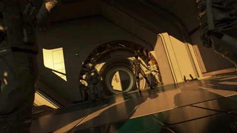 Astronauts defy gravity in a sci-fi dance showdown of the future 動画素材 147449419