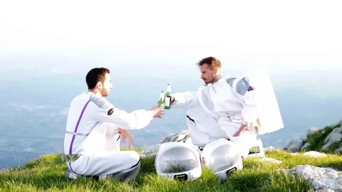 Astronauts drinking Stock Footage 110702537