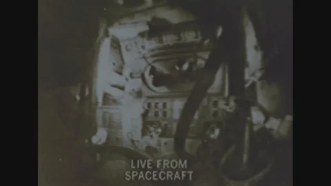 Astronauts during Apollo Space Program being telecast on the screen - 1969 Vídeos de archivo 90451353