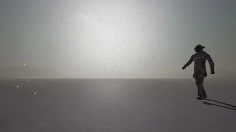 Astronauts on earth like planet during winter Stock-Footage 212076580