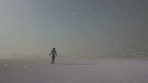Astronauts on earth like planet during winter Video stock 212076919