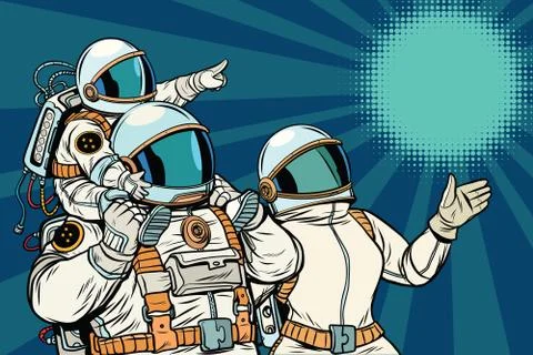 Astronauts family, father mother and child Stock Illustration