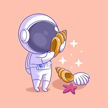 Astronauts find a pile of shells Illustrazione stock