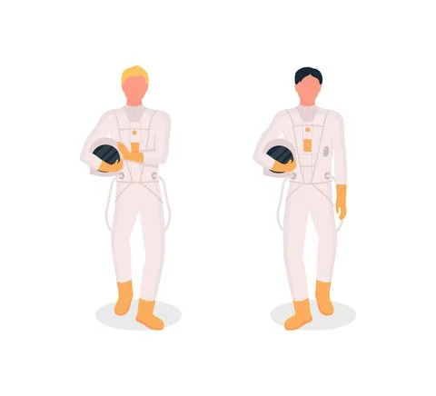 Astronauts flat color vector faceless character set Illustrazione stock