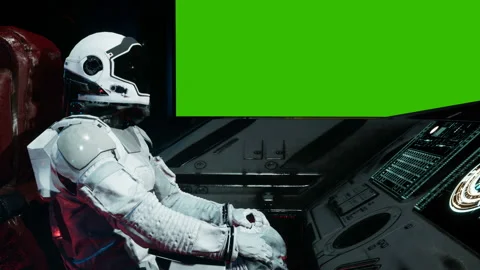 Astronauts fly by in an interstellar spacecraft fly past a new unexplored planet Stock Footage 158125914