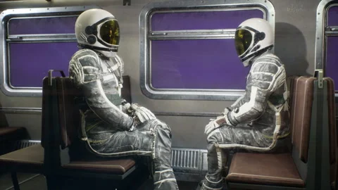 Astronauts fly on a space train through the universe at breakneck speed. A space Vidéo 169236466