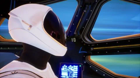 Astronauts fly their ship through a wormhole in deep space at tremendous speed Stock-Illustration