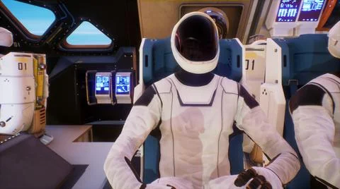 Astronauts fly their ship through a wormhole in deep space at tremendous speed Stock Illustration