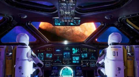 Astronauts fly their ship through a wormhole in deep space at tremendous speed Illustrazione stock