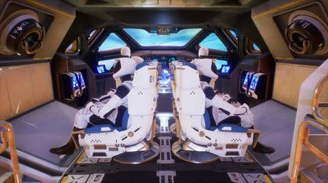 Astronauts fly their ship through a wormhole in deep space at tremendous speed Stock Illustration