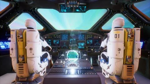 Astronauts fly their ship through a wormhole in deep space at tremendous speed Stock Illustration