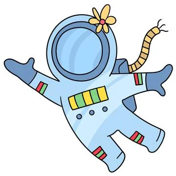 Astronauts flying in outer space. doodle icon image Stock-Illustration