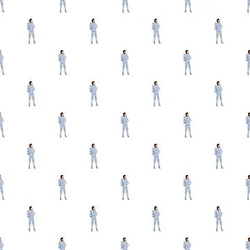 Astronauts forming seamless pattern exploring space 库存插图