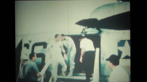 Astronauts getting out of the helicopter Stock Footage 39912562
