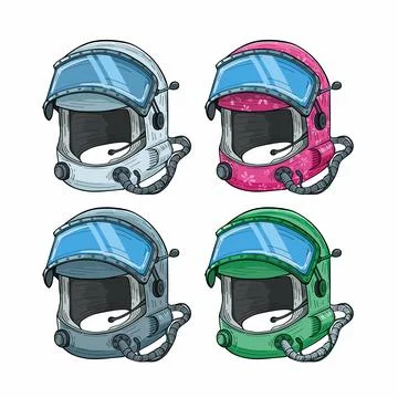 Astronauts helmets set Stock Illustration
