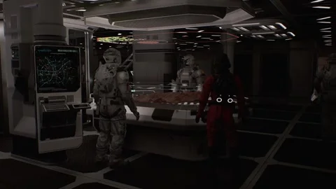 The astronauts help the human army in the space conquest program 01 Stock Footage 258653999