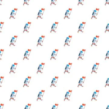Astronauts holding flags forming seamless space exploration pattern 스톡 일러스트