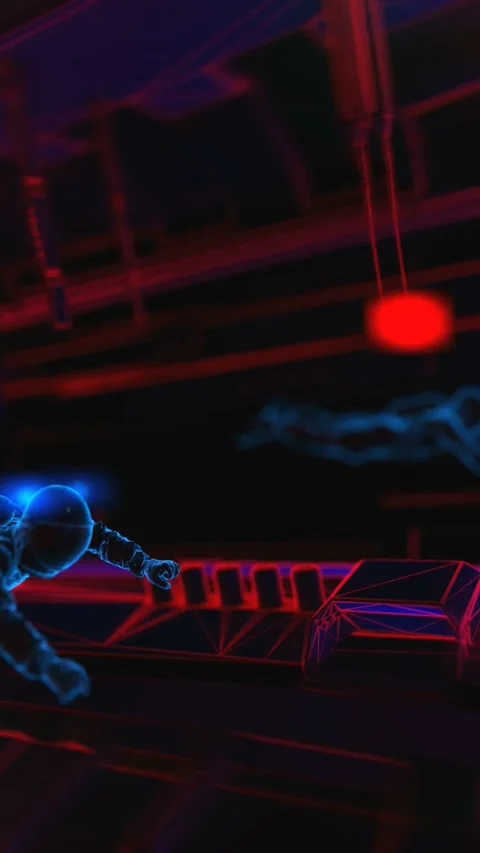 Astronauts in the interior of a paceship. Seamless vertical video neon retro 스톡 동영상 307916657