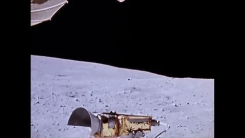 Astronauts John Watts Young and Charles Moss Duke drive a Lunar Roving Vehicle, Video stock 86138209
