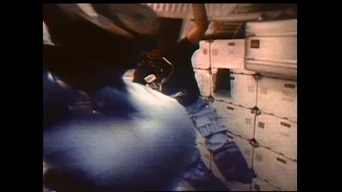 Astronauts John Young and Robert Crippen aboard Space Shuttle Colombia STS-1 Stock Footage 270937295