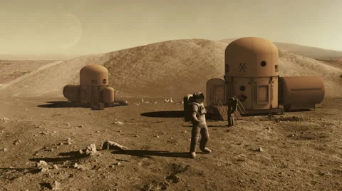 Astronauts on mars colony Stock Footage 68411151