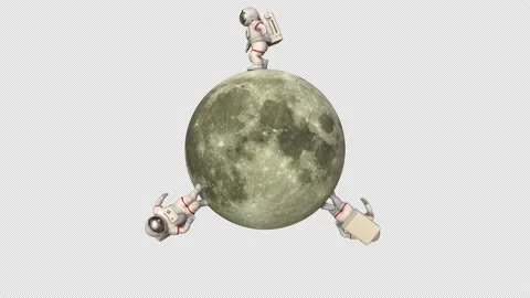 Astronauts moonwalk - 3d render looped with alpha channel. Stock Footage 169061492