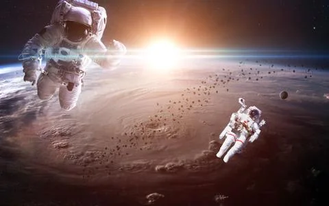 Astronauts in outer space Stock Photos