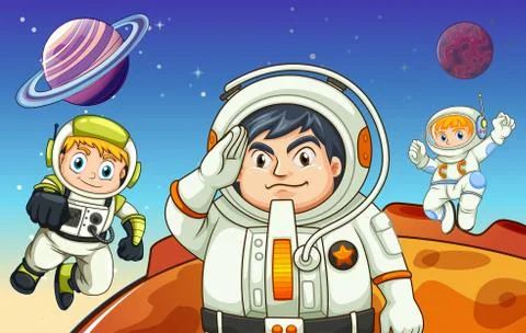 Astronauts in the outerspace Illustrazione stock