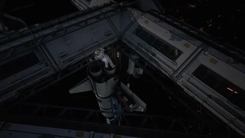 Astronauts playing in zero gravity In front of planet Earth Stock Footage 260678919