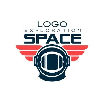 Astronaut's protective helmet logo. Space exploration. Cosmic journey. Creative Stock Illustration