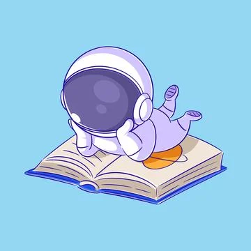 Astronauts is relaxing while reading a book Stock Illustration