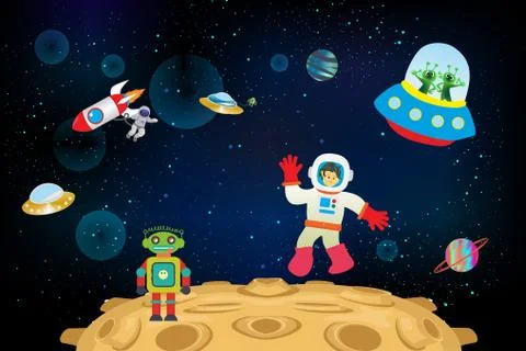Astronauts in space Stock Illustration