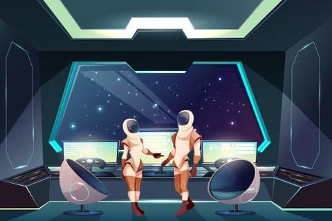 Astronauts in spacesuits on spaceship vector Stockillustratie