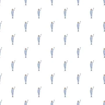 Astronauts in spacesuits waving seamless pattern Stock Illustration