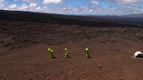 Astronauts training in mars simulated landscape 動画素材 93533229