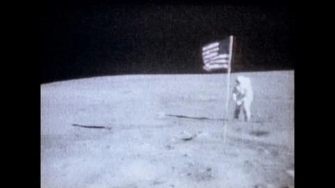 Astronauts walk and jump on the moon during Apollo 16 mission - 1972 Stock Footage