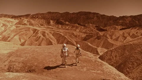 Astronauts Walking on Mars Stock Footage 177098548