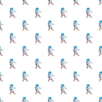 Astronauts walking in space exploration seamless pattern Stock Illustration