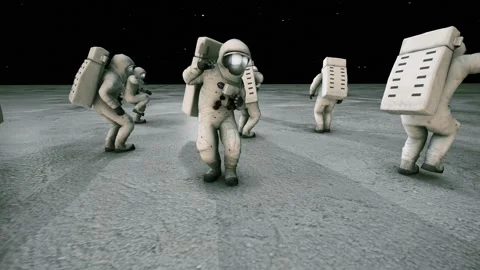 Astronauts Wearing Space Suits Dance on the Surface of the Alien Planet Vidéo 148036892