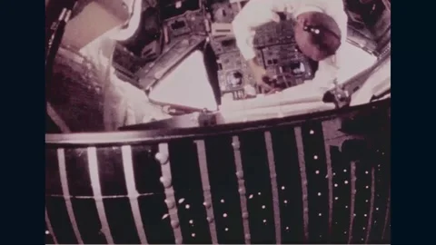 Astronauts work inside the spacecraft - 1969 Stock Footage 104334719